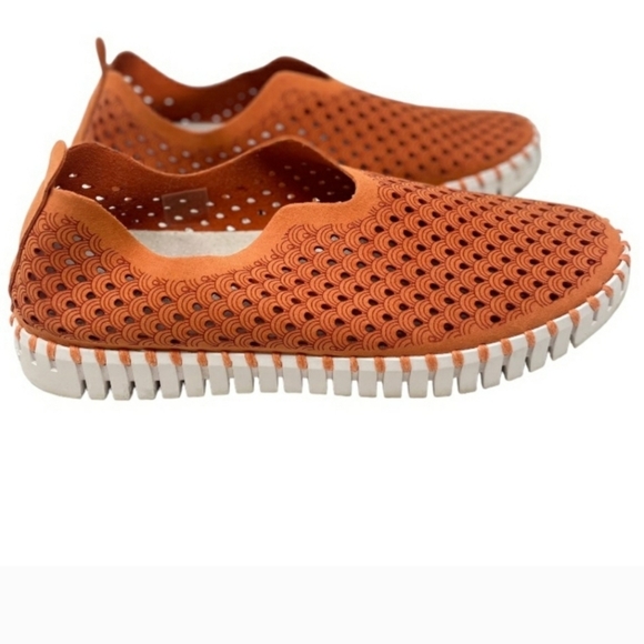 Ilse Jacobsen Orange Tulip 139 Slip On Sneakers Laser Cut Design Women's preowne - Picture 1 of 1